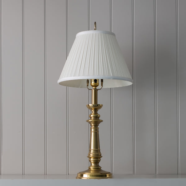 Vintage Brass Lamp Base Shown With Pleated Shade