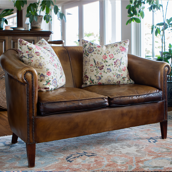Charles Brown Leather Love Seat - Brownish