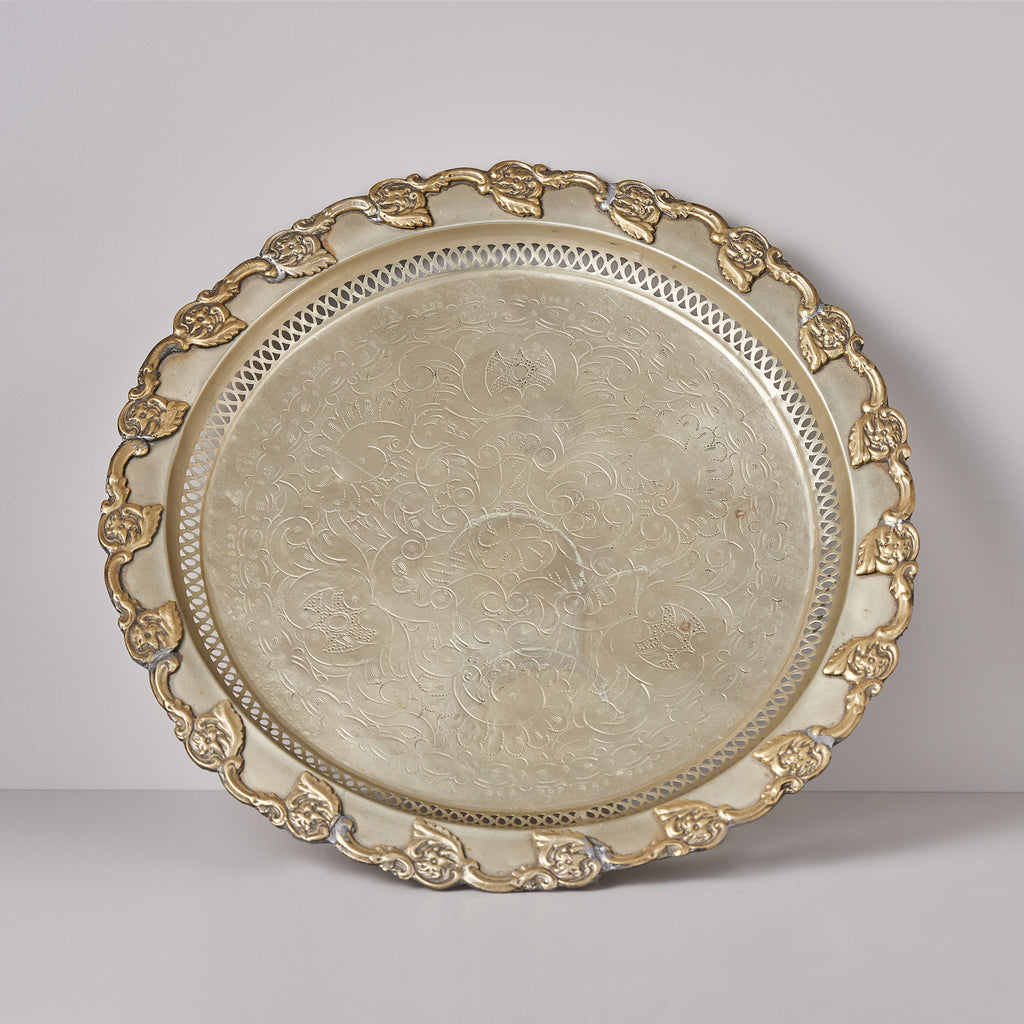 Silver Tray - An Elegant Silver Plated Tray with Gold Border with a Full Engraving Area