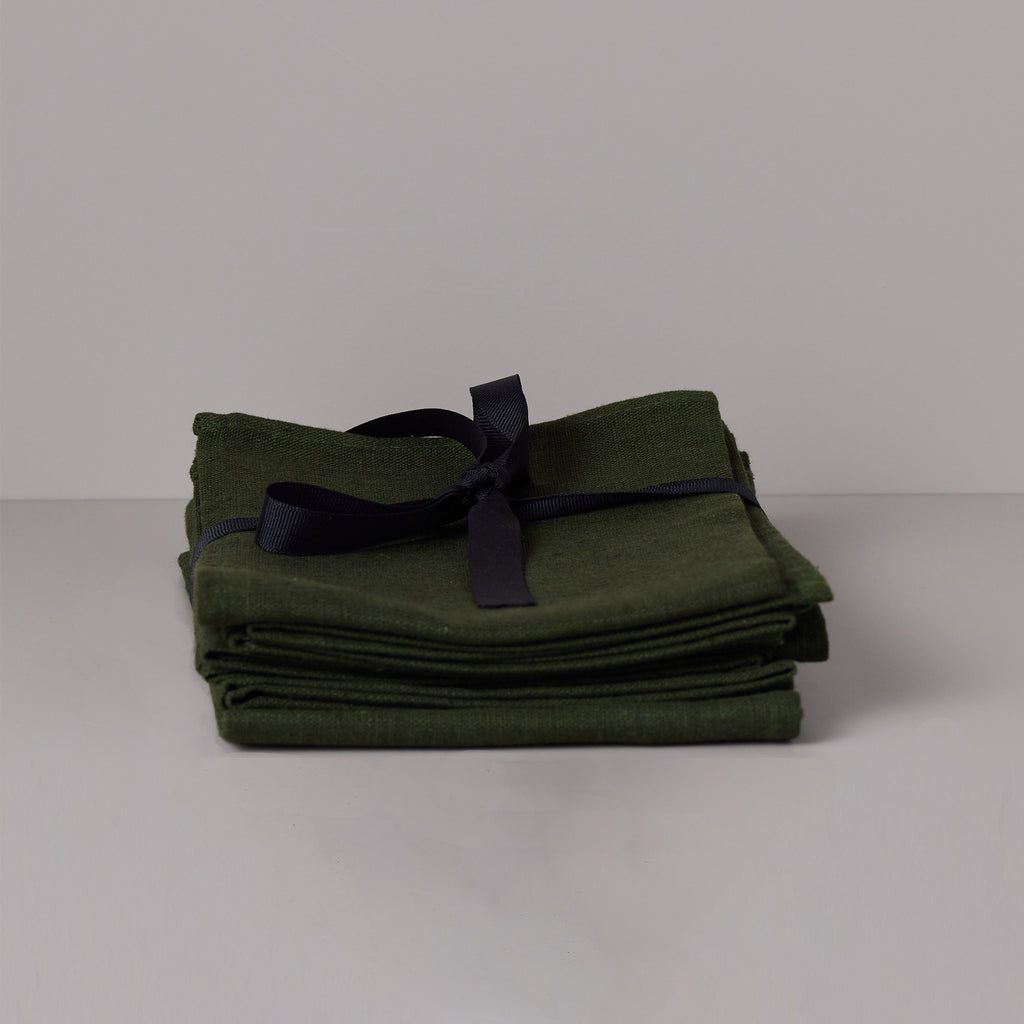 Linen Kitchen Dark Green Towel Laurel (Set of 6)