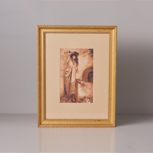 Frame - Antique Chromo Lithograph: Goddess In Waiting