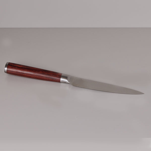Wood steak knives have a large sculpted wood handle with a handsome grain that gives that distinctive steakhouse look.
