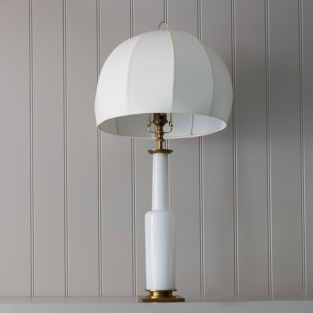 White Glass Lamp Base. (Round Balloon Shade Sold Separately)